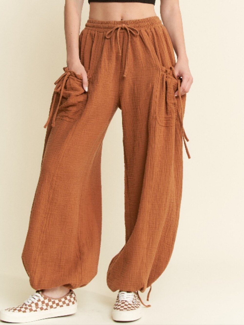 218 | Camel Gauze Bloomer Wide Leg Pant